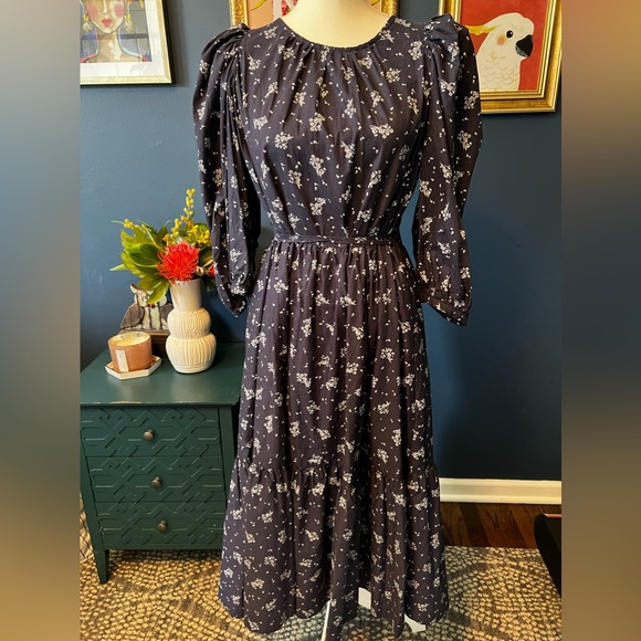 Summersalt Tiered Midi Dress - Cottage Floral in Midnight size S - Picture 3 of 9
